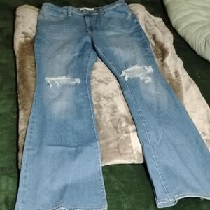 Levi's Blue Flare Jeans with Ripped Details